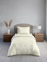 Cottage Garden 100% Cotton Single Bedsheet with 1 Pillow Cover | 300 TC Grey & Pink Floral Bedsheet Set
