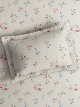Cottage Garden 100% Cotton Single Bedsheet with 1 Pillow Cover | 300 TC White Floral Bedsheet Set