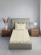 Cottage Garden 100% Cotton Single Bedsheet with 1 Pillow Cover | 300 TC Yellow Floral Bedsheet Set