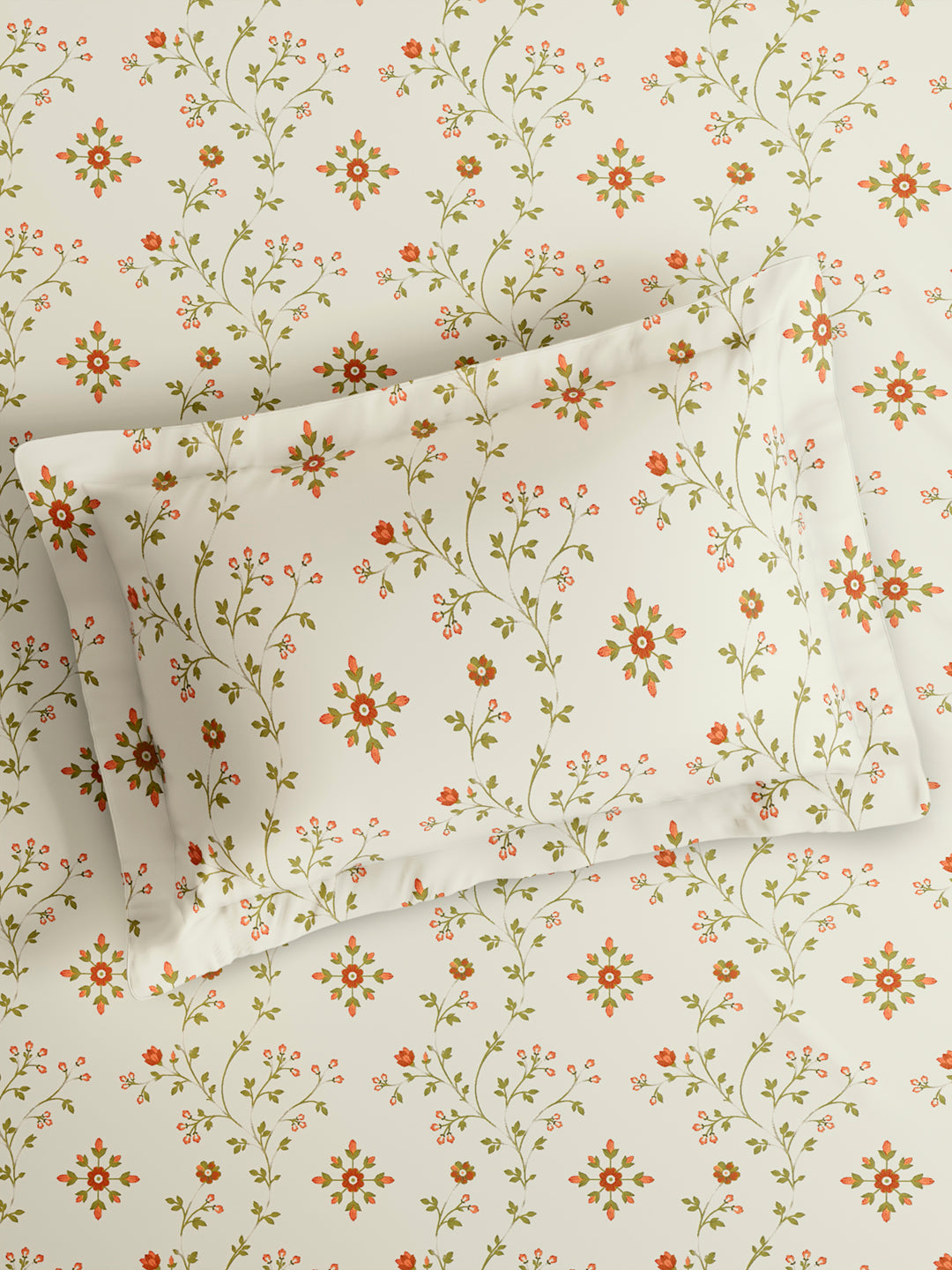 Cottage Garden 100% Cotton Single Bedsheet with 1 Pillow Cover | 300 TC Yellow Floral Bedsheet Set