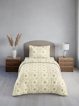Cottage Garden 100% Cotton Single Bedsheet with 1 Pillow Cover | 300 TC Yellow Floral Bedsheet Set