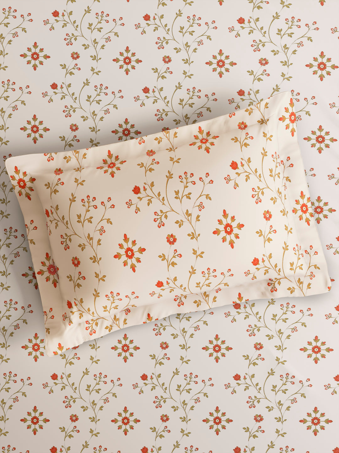 Cottage Garden 100% Cotton Single Bedsheet with 1 Pillow Cover | 300 TC Pink Floral Bedsheet Set