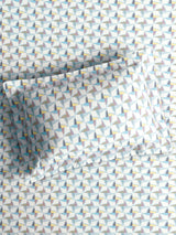 Cottage Garden 100% Cotton Single Bedsheet with 1 Pillow Cover | 300 TC Blue Geometrical Bedsheet Set