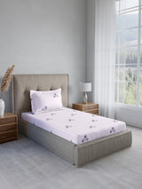 Cottage Garden 100% Cotton Single Bedsheet with 1 Pillow Cover | 300 TC Purple Floral Bedsheet Set