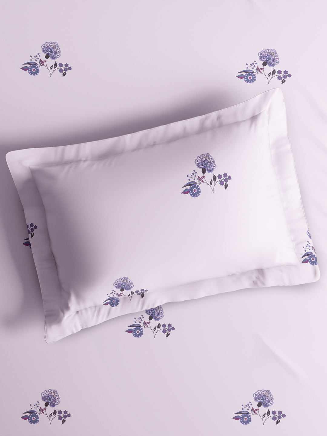 Cottage Garden 100% Cotton Single Bedsheet with 1 Pillow Cover | 300 TC Purple Floral Bedsheet Set