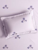 Cottage Garden 100% Cotton Single Bedsheet with 1 Pillow Cover | 300 TC Purple Floral Bedsheet Set