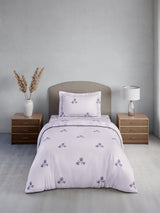 Cottage Garden 100% Cotton Single Bedsheet with 1 Pillow Cover | 300 TC Purple Floral Bedsheet Set