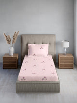 Cottage Garden 100% Cotton Single Bedsheet with 1 Pillow Cover | 300 TC Pink Floral Bedsheet Set