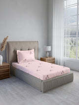 Cottage Garden 100% Cotton Single Bedsheet with 1 Pillow Cover | 300 TC Pink Floral Bedsheet Set