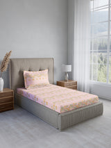 Cottage Garden 100% Cotton Single Bedsheet with 1 Pillow Cover | 300 TC Pink Floral Bedsheet Set