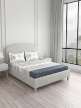 Valatia Tarang 100% Cotton King Bedsheet with 2 Pillow Covers | 200 TC Grey Ethnic Print Bedsheet Set