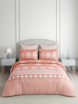 Valatia Tarang 100% Cotton King Bedsheet with 2 Pillow Covers | 200 TC Orange Ethnic Print Bedsheet Set