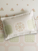 Valatia Tarang 100% Cotton King Bedsheet with 2 Pillow Covers | 200 TC Green Ethnic Print Bedsheet Set