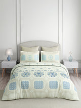 Valatia Tarang 100% Cotton King Bedsheet with 2 Pillow Covers | 200 TC Blue Ethnic Print Bedsheet Set