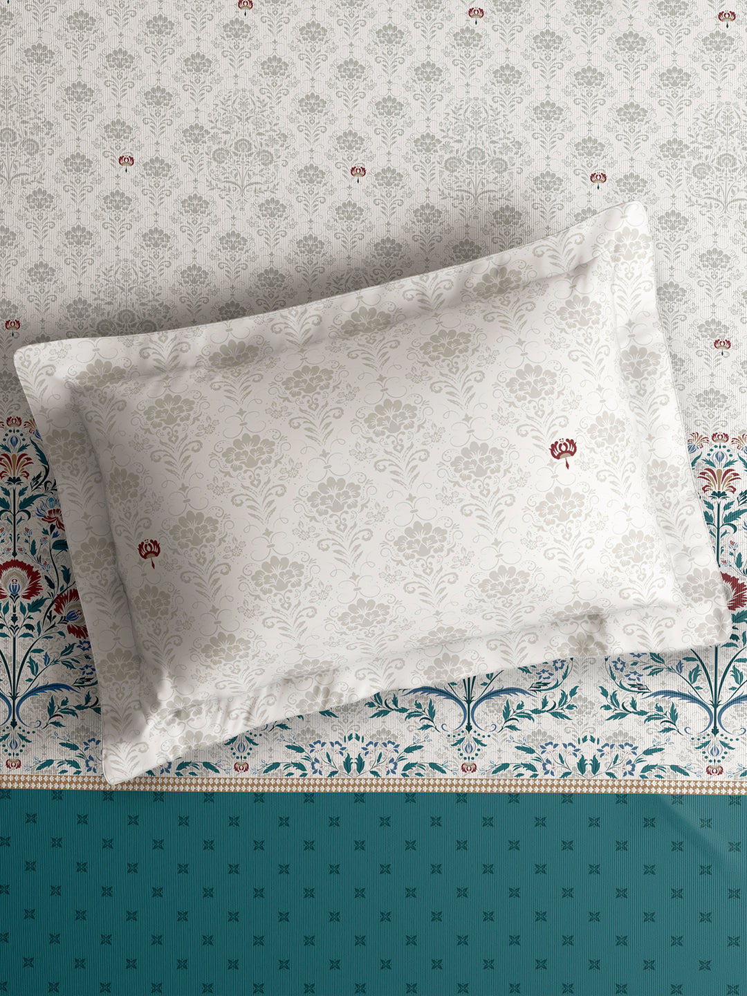 Valatia Tarang 100% Cotton King Bedsheet with 2 Pillow Covers | 200 TC Blue Ethnic Print Bedsheet Set