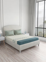 Valatia 100% Cotton 200 TC King Bedsheet with 2 Pillow Covers | Grey Floral Bedsheet Set