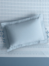Valatia 100% Cotton 200 TC King Bedsheet with 2 Pillow Covers | Blue Floral Bedsheet Set
