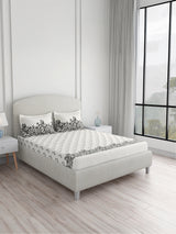 Valatia 100% Cotton 200 TC King Bedsheet with 2 Pillow Covers | White Floral Bedsheet Set
