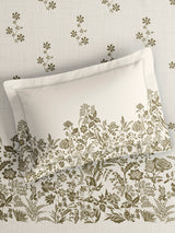 Valatia 100% Cotton 200 TC King Bedsheet with 2 Pillow Covers | Cream Floral Bedsheet Set