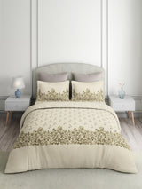 Valatia 100% Cotton 200 TC King Bedsheet with 2 Pillow Covers | Cream Floral Bedsheet Set