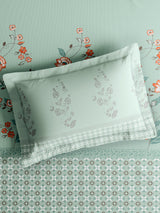 Valatia 100% Cotton 200 TC King Bedsheet with 2 Pillow Covers | Blue Floral Bedsheet Set
