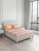 Valatia 100% Cotton King Bedsheet with 2 Pillow Covers | 200 TC Peach Geometrical Bedsheet Set