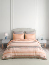 Valatia 100% Cotton King Bedsheet with 2 Pillow Covers | 200 TC Peach Geometrical Bedsheet Set