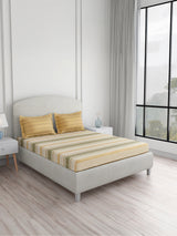 Valatia 100% Cotton King Bedsheet with 2 Pillow Covers | 200 TC Yellow Geometrical Bedsheet Set