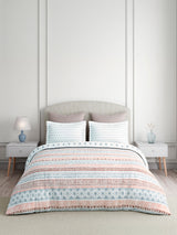 Valatia 100% Cotton King Bedsheet with 2 Pillow Covers | 200 TC Blue Geometrical Bedsheet Set