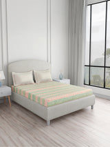 Valatia 100% Cotton King Bedsheet with 2 Pillow Covers | 200 TC Green Geometrical Bedsheet Set