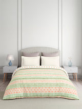 Valatia 100% Cotton King Bedsheet with 2 Pillow Covers | 200 TC Green Geometrical Bedsheet Set