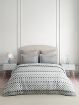 Valatia 100% Cotton King Bedsheet with 2 Pillow Covers | 200 TC Grey Geometrical Bedsheet Set