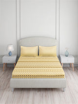 Valatia 100% Cotton King Bedsheet with 2 Pillow Covers | 200 TC Yellow Geometrical Bedsheet Set