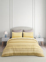 Valatia 100% Cotton King Bedsheet with 2 Pillow Covers | 200 TC Yellow Geometrical Bedsheet Set