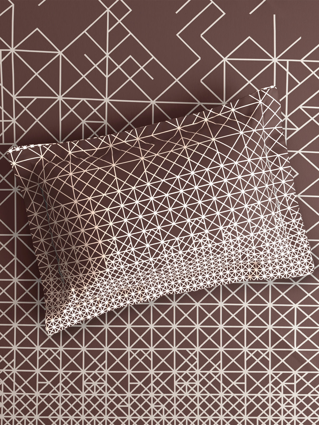 Valatia 100% Cotton King Bedsheet with 2 Pillow Covers | 200 TC Brown Geometrical Bedsheet Set