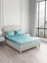Valatia 100% Cotton King Bedsheet with 2 Pillow Covers | 200 TC Blue Geometrical Bedsheet Set