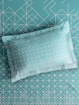 Valatia 100% Cotton King Bedsheet with 2 Pillow Covers | 200 TC Blue Geometrical Bedsheet Set