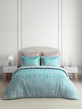 Valatia 100% Cotton King Bedsheet with 2 Pillow Covers | 200 TC Blue Geometrical Bedsheet Set