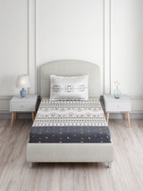 Valatia Tarang 100% Cotton Single Bedsheet with 1 Pillow Cover | 200 TC Grey Ethnic Print Bedsheet Set
