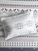 Valatia Tarang 100% Cotton Single Bedsheet with 1 Pillow Cover | 200 TC Grey Ethnic Print Bedsheet Set