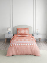 Valatia Tarang 100% Cotton Single Bedsheet with 1 Pillow Cover | 200 TC Orange Ethnic Print Bedsheet Set