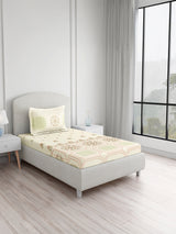 Valatia Tarang 100% Cotton Single Bedsheet with 1 Pillow Cover | 200 TC Green Ethnic Print Bedsheet Set