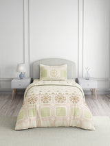 Valatia Tarang 100% Cotton Single Bedsheet with 1 Pillow Cover | 200 TC Green Ethnic Print Bedsheet Set