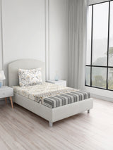 Valatia Tarang 100% Cotton Single Bedsheet with 1 Pillow Cover | 200 TC Grey Ethnic Print Bedsheet Set