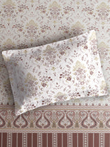 Valatia Tarang 100% Cotton Single Bedsheet with 1 Pillow Cover | 200 TC Brown Ethnic Print Bedsheet Set