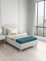 Valatia Tarang 100% Cotton Single Bedsheet with 1 Pillow Cover | 200 TC Blue Ethnic Print Bedsheet Set