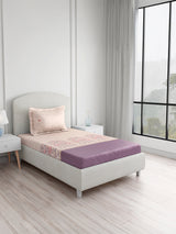 Valatia Tarang 100% Cotton Single Bedsheet with 1 Pillow Cover | 200 TC Purple Ethnic Print Bedsheet Set