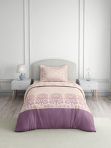 Valatia Tarang 100% Cotton Single Bedsheet with 1 Pillow Cover | 200 TC Purple Ethnic Print Bedsheet Set