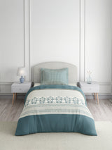 Valatia 100% Cotton Single Bedsheet with 1 Pillow Cover | 200 TC Grey Floral Bedsheet Set