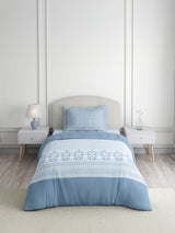 Valatia 100% Cotton Single Bedsheet with 1 Pillow Cover | 200 TC Blue Floral Bedsheet Set